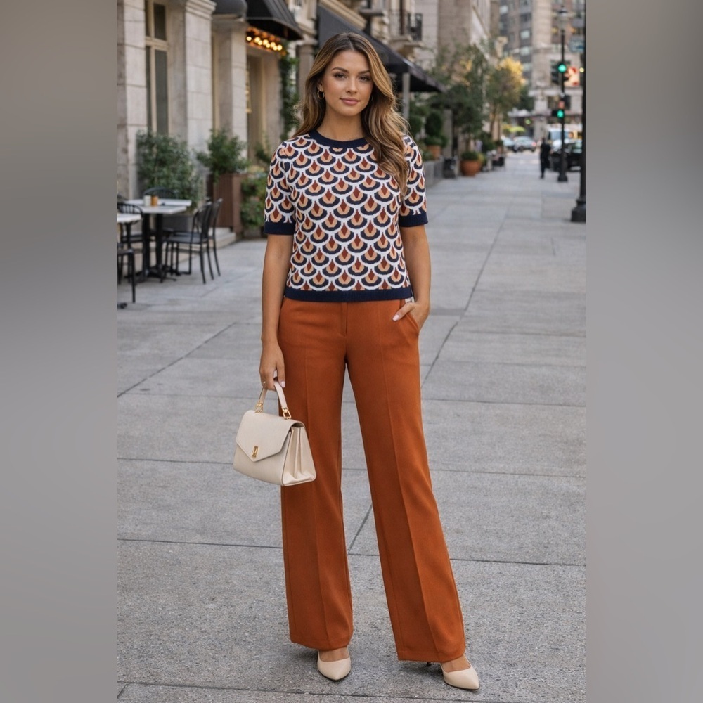 CHRISTIAN SIRIANO NEW YORK Short Sleeve Pull Over Sweater With Geometric Pattern